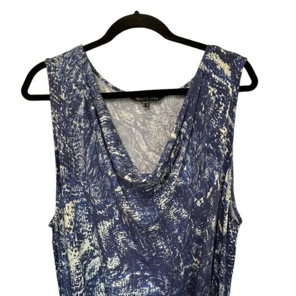 Mynt 1972 2X Maxi Dress Cowl Neck Blue Sleeveless Tie Waist Snake Print Plus - Picture 3 of 8